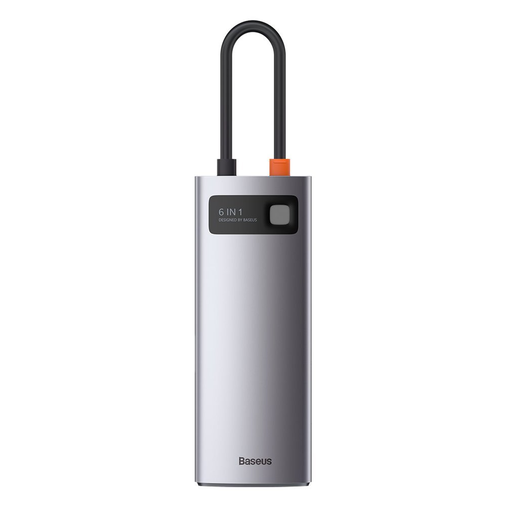 USB-C Hub Baseus Metal Gleam, 3 x USB-A 3.0 - 1 x USB-C - 1 x HDMI - 1 x RJ45, Grau CAHUB-CW0G