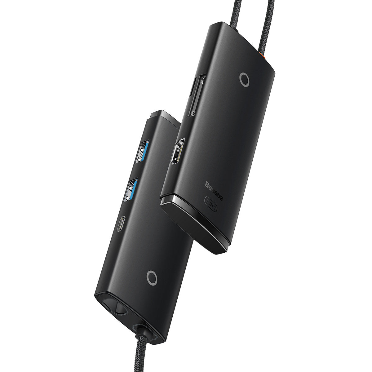 Hub USB-C Baseus, 2 x USB-A 3.0 - 1 x USB-C - 1 x HDMI - 1 x SD - 1 x microSD, Schwarz WKQX050001