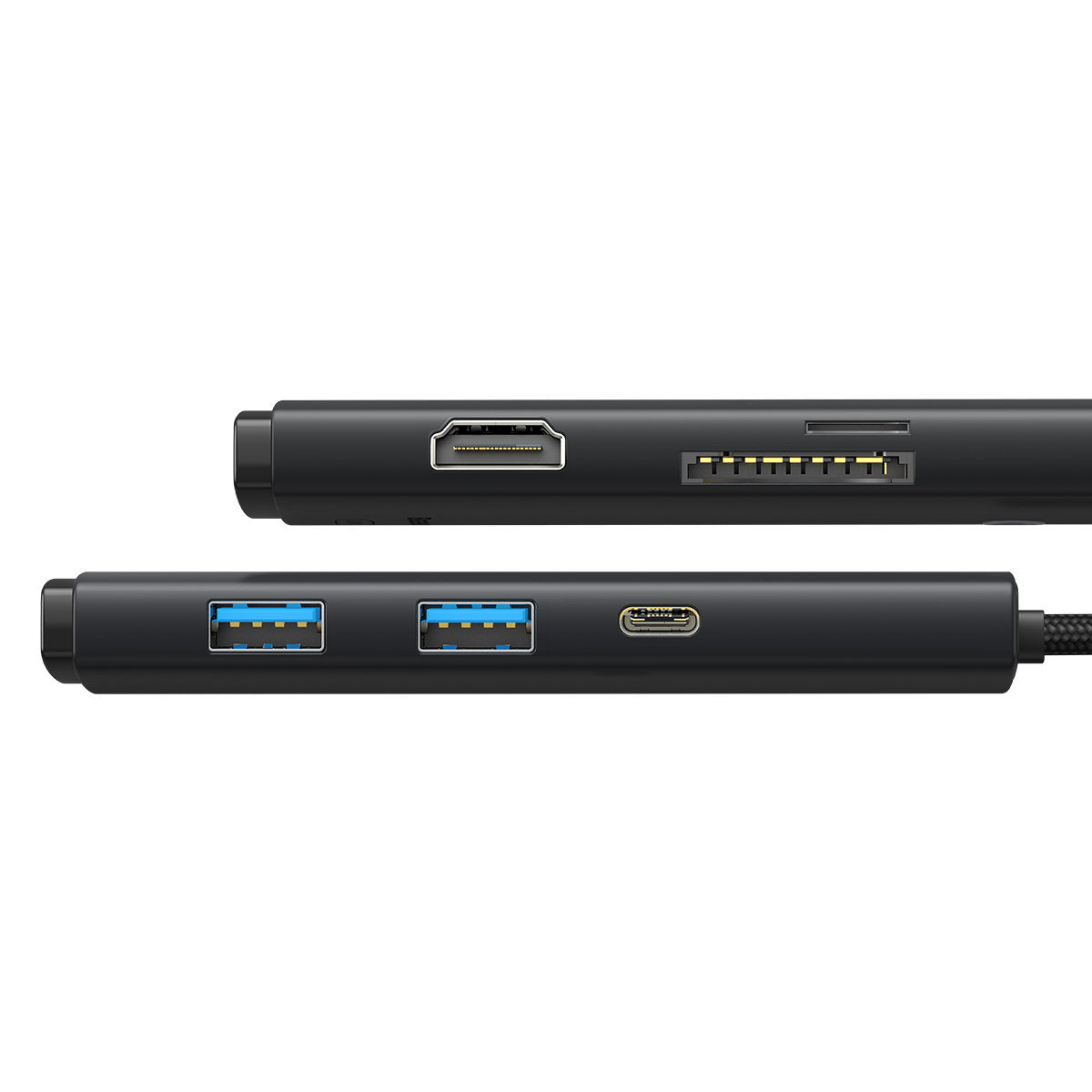 Hub USB-C Baseus, 2 x USB-A 3.0 - 1 x USB-C - 1 x HDMI - 1 x SD - 1 x microSD, Schwarz WKQX050001