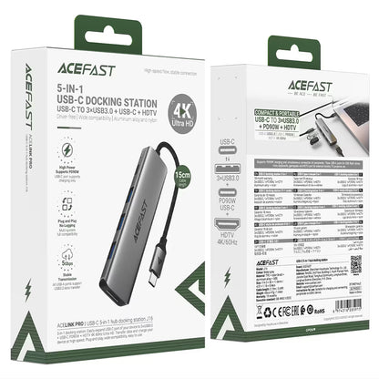 USB-C Hub Acefast J16, 5in1, Grau