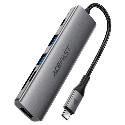 Hub USB-C Acefast J18, 6-en-1, Gris