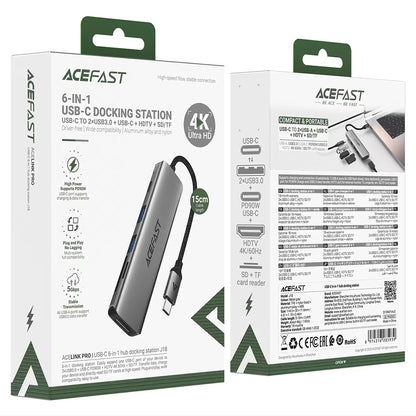 USB-C Hub Acefast J18, 6in1, Grau