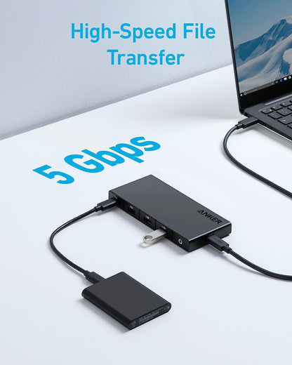 Hub USB-C Anker, 1 x USB-A 3.0 - 2 x USB-A - 3 x USB-C - 2 x HDMI - 1 x RJ45 - 1 x SD, Noir A83A2G11