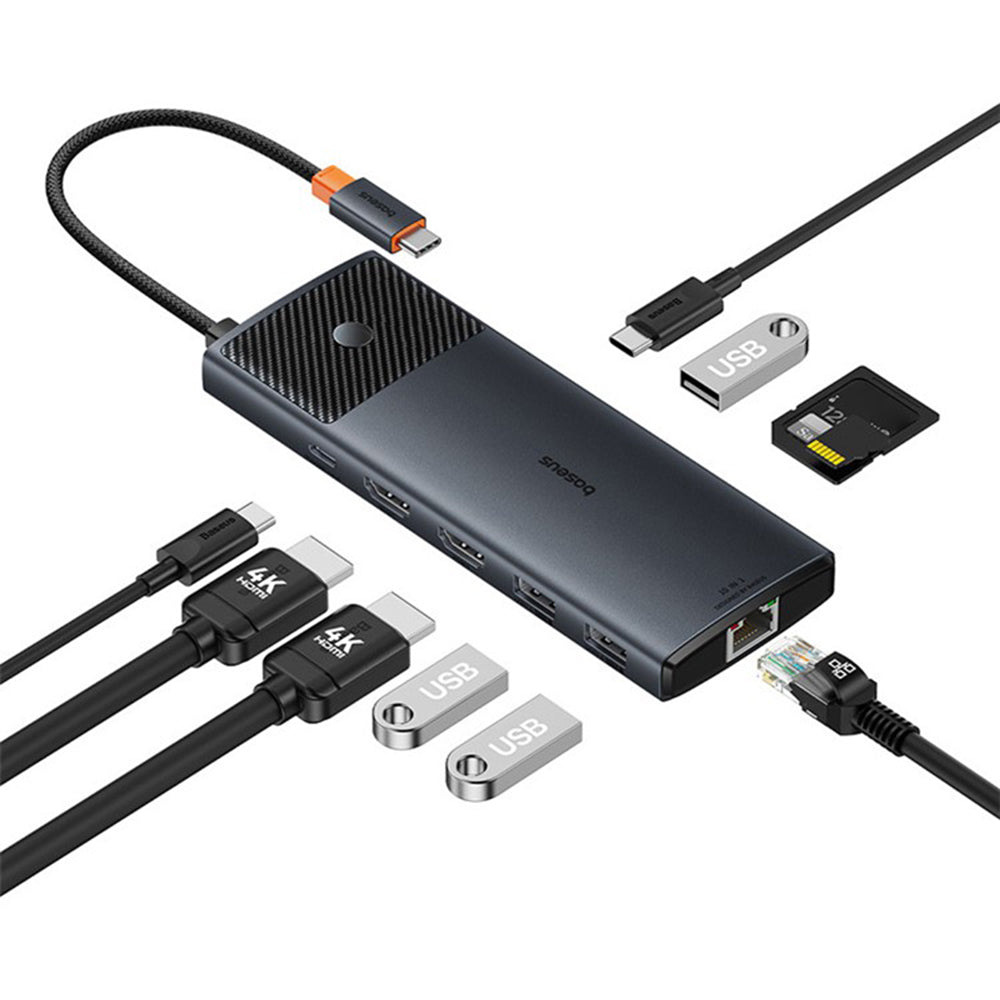 Hub USB-C Baseus Gleam II, 10in1, Schwarz B0114200
