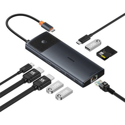 Hub USB-C Baseus Gleam II, 10in1, Schwarz B0114200