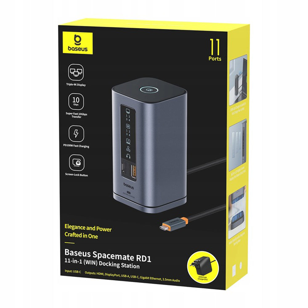 Hub Multifonctionnel Baseus Spacemate, 11en1, Gris B0112701
