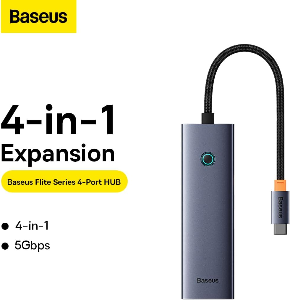 USB-C Hub Baseus UltraJoy, 4 x USB-A 3.0, Grau B0005280A813-03