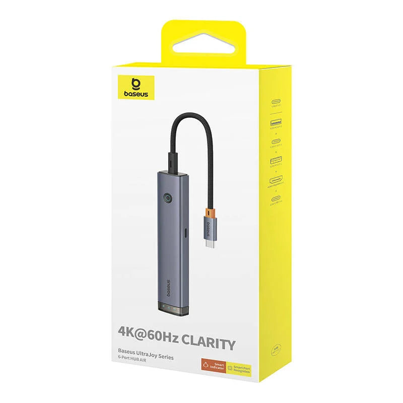 Hub USB-C Baseus UltraJoy, 2 x USB-A 3.0 - 1 x USB-A - 2 x USB-C - 1 x HDMI, Gri B00052802811-02