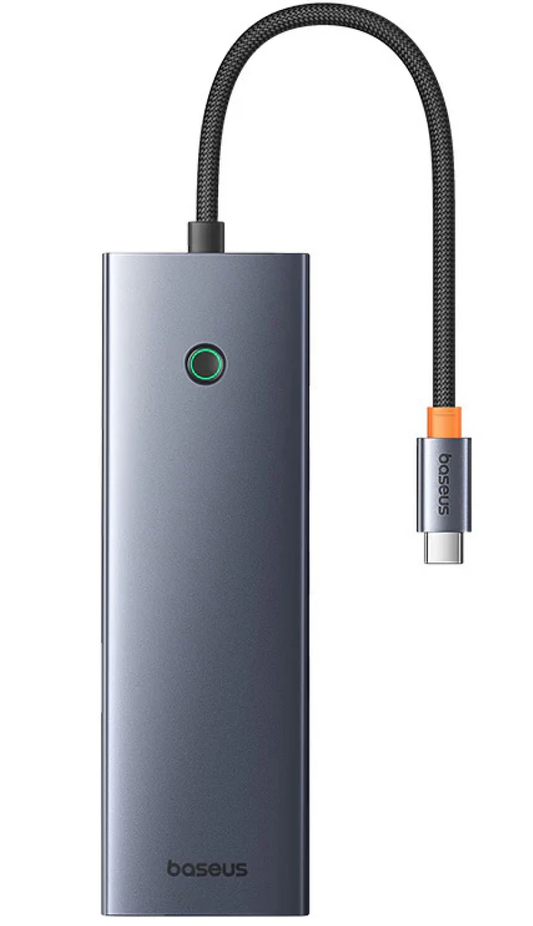 Hub USB-C Baseus UltraJoy, 3 x USB-A 3.0 - 1 x USB-C - 1 x HDMI - 1 x VGA - 1 x Jack 3.5mm - 1 x RJ45 - 1 x SD - 1 x microSD, Gris B0005280C811-00