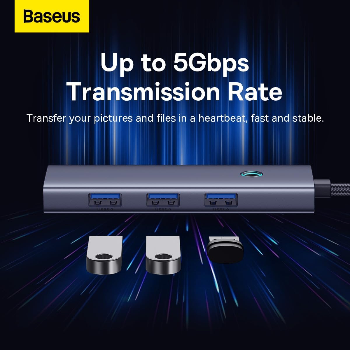 USB-C Hub Baseus UltraJoy, 4 x USB-A 3.0, Grau B0005280A813-03