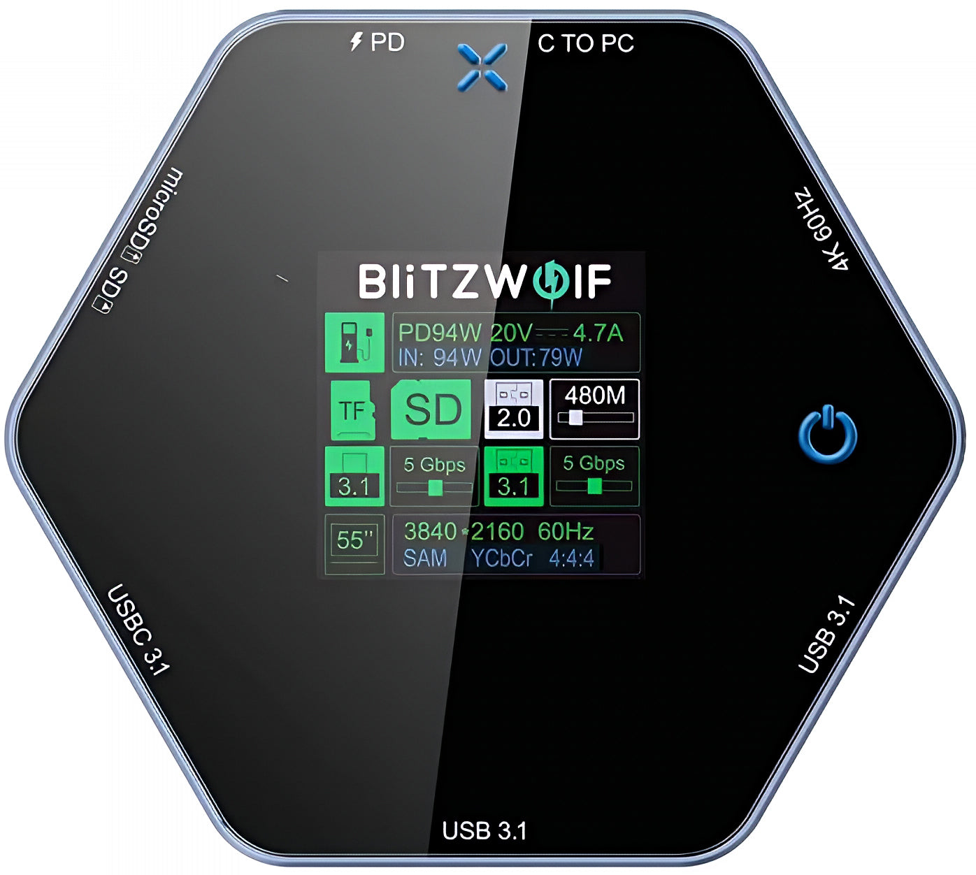 USB-C Hub BlitzWolf BW-TH16, 8in1, Grau