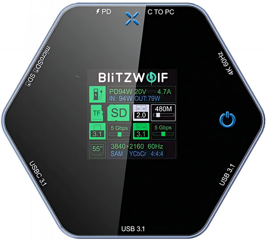 Hub USB-C BlitzWolf BW-TH16, 8 en 1, Gris