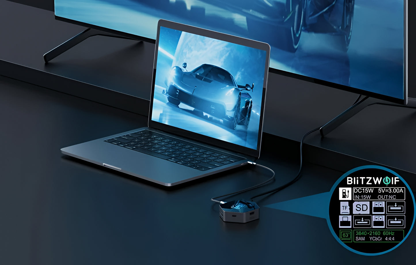 USB-C Hub BlitzWolf BW-TH16, 8in1, Grau