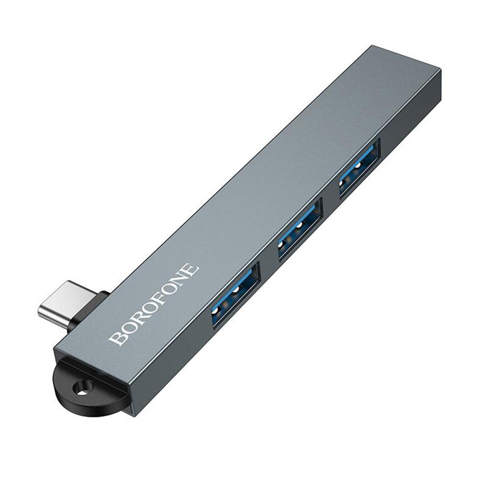 Hub USB-C Borofone FH1A, 4 en 1, Gris
