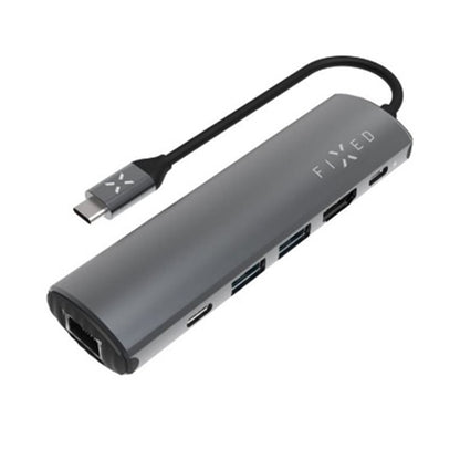 Hub USB-C Fixed Pro, 6in1, Grau