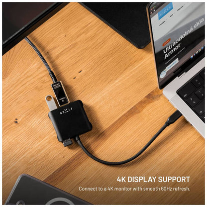 Hub USB-C Fixed Quadri, 5en1, Noir