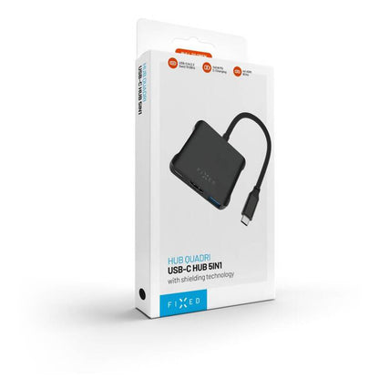 Hub USB-C Fixed Quadri, 5en1, Noir