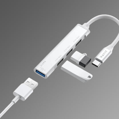 Hub USB-C HAVIT HB41, 4 en 1, Argenté