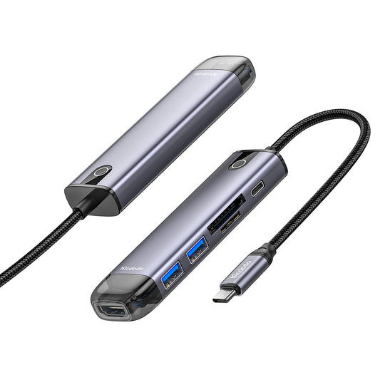 Hub USB-C McDodo HU-7740, 6in1, Grau