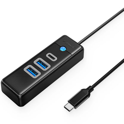 Hub USB-C Orico PWC2U-C3, 2 x USB-A 3.0 - 1 x USB-C, Noir