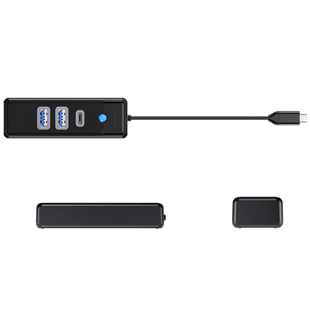 Hub USB-C Orico PWC2U-C3, 2 x USB-A 3.0 - 1 x USB-C, Noir