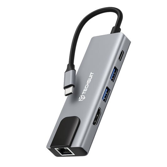 USB-C Hub Techsuit H1 NetBridge, 5in1, Grau