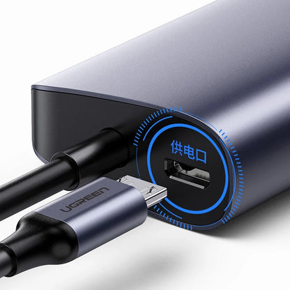 Hub USB-C UGREEN CM252, 3 x USB-A 3.0 - 1 x USB-C - RJ45, Grau