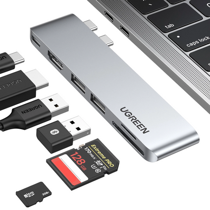 Hub USB-C UGREEN CM380 (80856) pour Apple MacBook Pro / Air Series, 2 x USB-A 3.0 - 1 x USB-C - 1 x HDMI - 1 x SD - 1 x microSD
