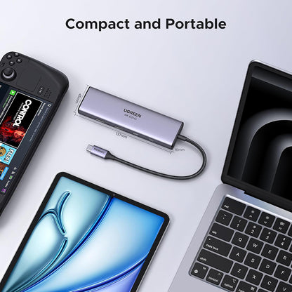 Hub USB-C UGREEN CM498 (15375), 2 x USB-A - 3 x USB-C - 1 x HDMI - 1 x RJ45 - 1 x SD - 1 x microSD, Gris