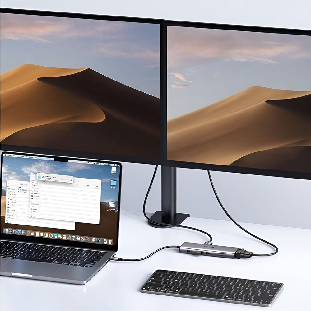 Hub USB-C UGREEN CM498 (15600), 3 x USB-A 3.0 - 1 x USB-C - 1 x HDMI - 1 x VGA - 1 x RJ45 - 1 x SD - 1 x microSD, Gris