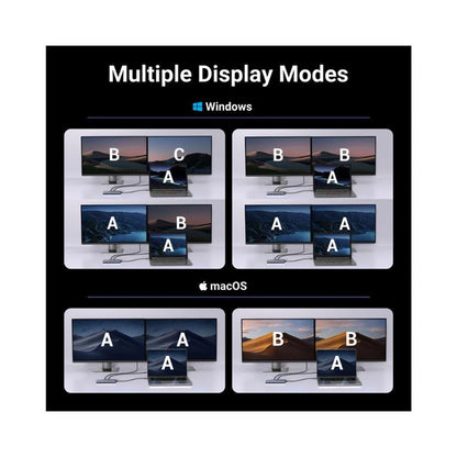 Hub USB-C UGREEN CM498 (45379), 2 x USB-A 3.2 - 3 x USB-C - 2 x HDMI, Grau