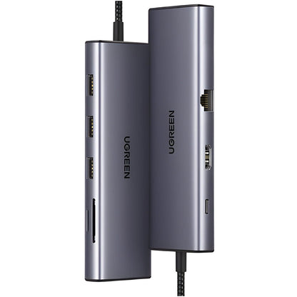 Hub USB-C UGREEN CM498 (15600), 3 x USB-A 3.0 - 1 x USB-C - 1 x HDMI - 1 x VGA - 1 x RJ45 - 1 x SD - 1 x microSD, Gris
