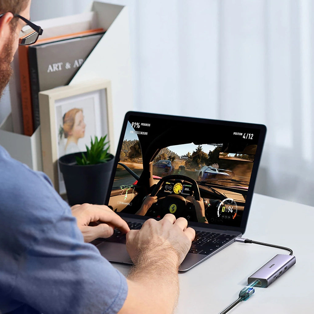 Hub USB-C UGREEN CM512, 2 x USB-A 3.0 - 1 x USB-C - 1 x HDMI - 1 x SD - 1 x microSD - RJ45, Grau