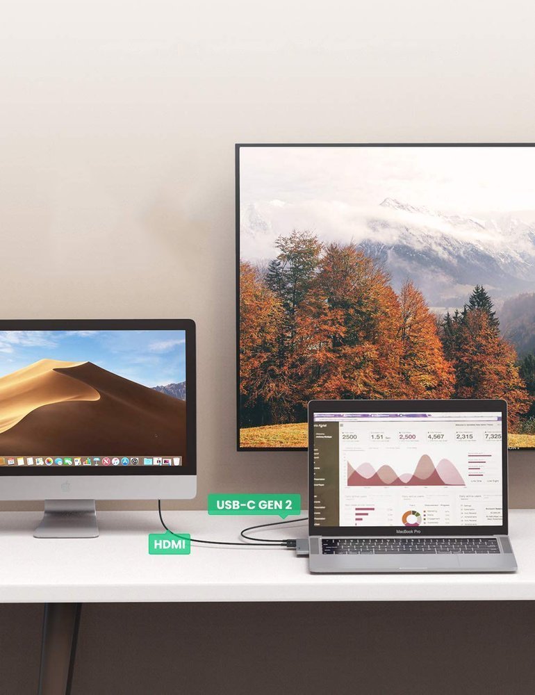 UGREEN USB-C Hub für Apple MacBook Pro / Air Serie, 3 x USB-A 3.0 - 1 x USB-C - 1 x HDMI, Grau
