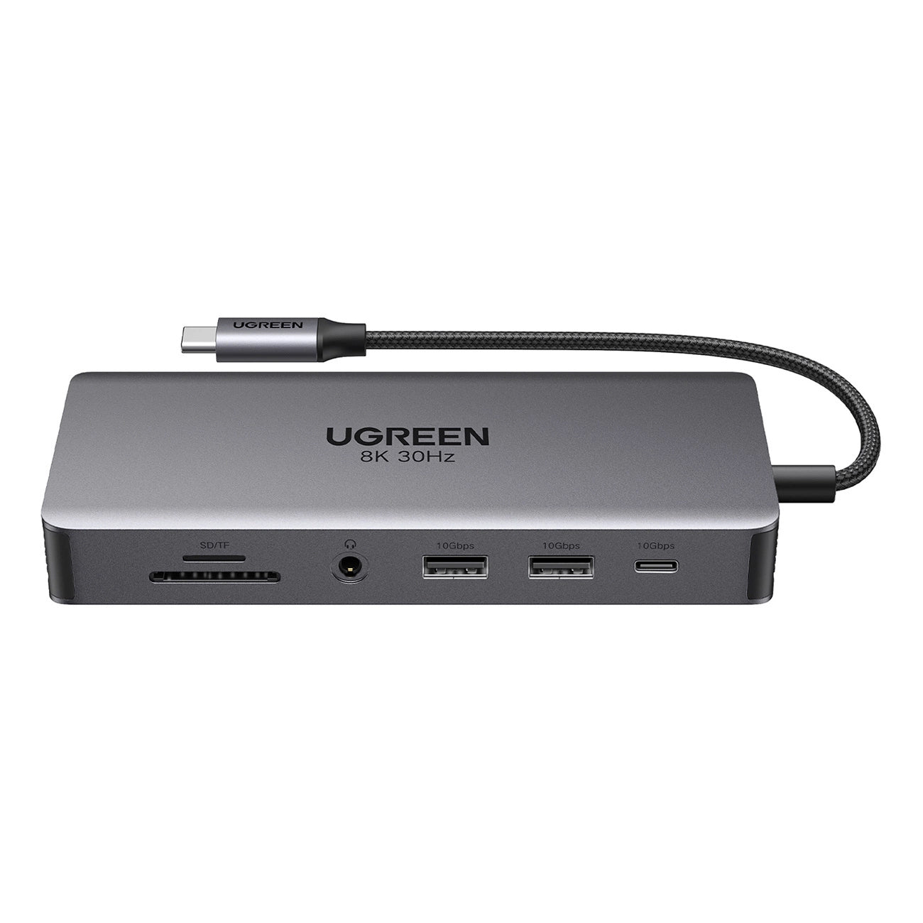 Hub USB-C UGREEN Revodok Pro 313 CM681, 2 x USB-A 3.2 - 1 x USB-A 3.0 - 2 x USB-C - 2 x HDMI - 1 x Jack 3.5mm - 1 x RJ45 - 1 x SD - 1 x microSD, Gris