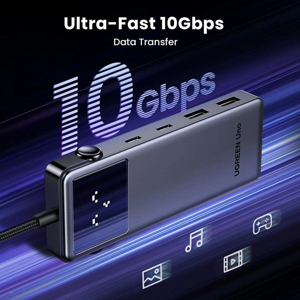 Hub USB-C UGREEN Uno (75177), 2 x USB-A 3.2 - 3 x USB-C - 1 x HDMI, Gris