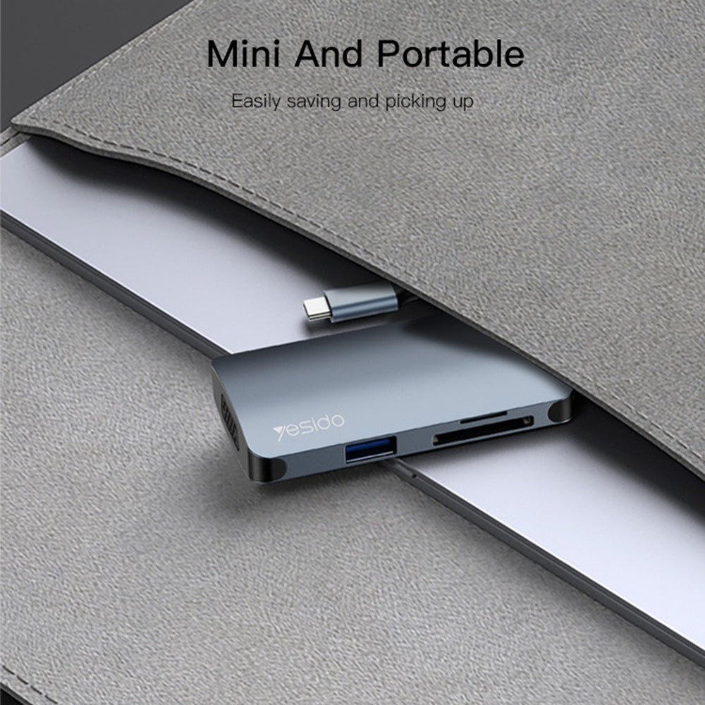 Hub USB-C Yesido HB16, 7en1, Gris