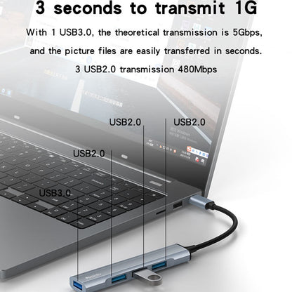 Hub USB-C Yesido HB17, 4en1, Gris