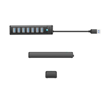 Hub USB Orico PW7U-U3, 7 x USB-A 3.0 - 1 x USB-C, Noir