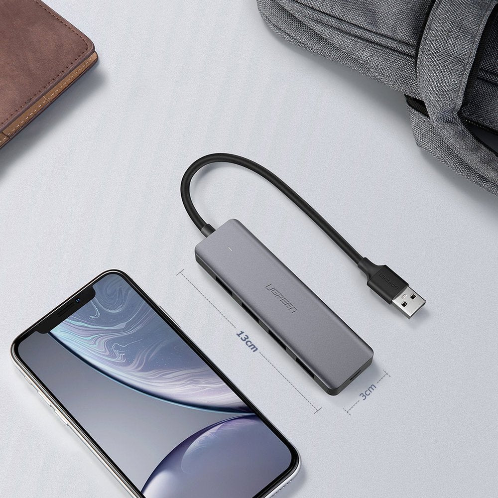 Hub USB UGREEN CM219, 4 x USB-A 3.0 - 1 x USB-C, Gris