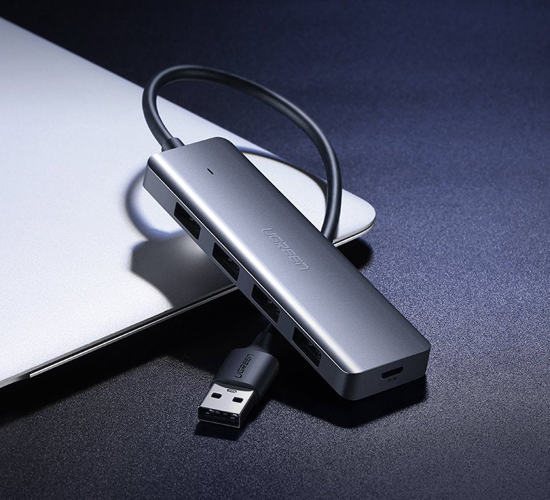 Hub USB UGREEN CM219, 4 x USB-A 3.0 - 1 x USB-C, Gris