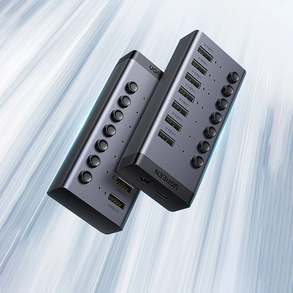 Hub USB UGREEN CM481, 7 x USB-A 3.0, Gris