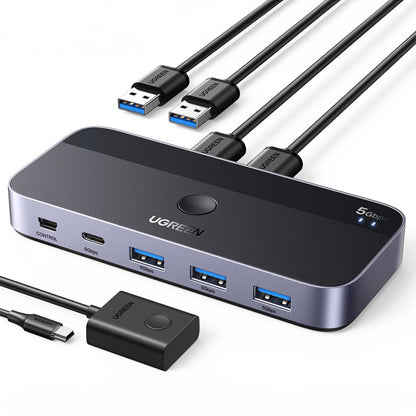 USB-Hub UGREEN CM662, 3 x USB-A 3.0 - 1 x USB-C - 1 x miniUSB, Schwarz