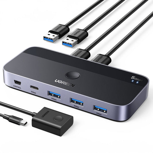 Hub USB UGREEN CM662, 3 x USB-A 3.0 - 1 x USB-C - 1 x miniUSB, Noir