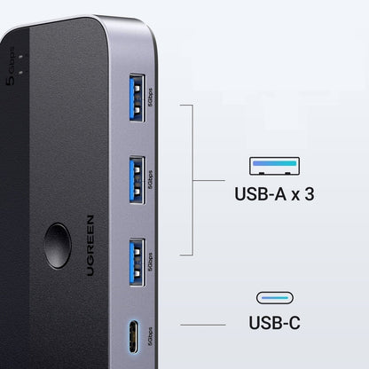 USB-Hub UGREEN CM662, 3 x USB-A 3.0 - 1 x USB-C - 1 x miniUSB, Schwarz