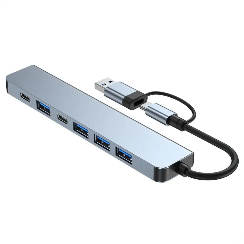 Hub USB / USB-C Techsuit H6 DataBridge, 7en1, Gris