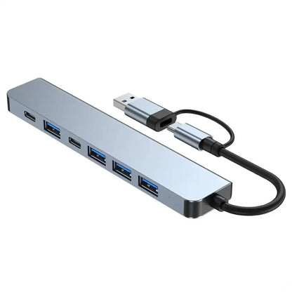 Hub USB / USB-C Techsuit H6 DataBridge, 7en1, Gris