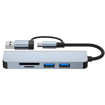USB / USB-C Hub Techsuit H7 DataBridge, 5in1, Grau