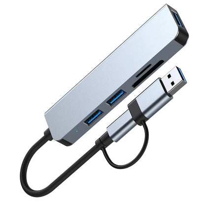 USB / USB-C Hub Techsuit H7 DataBridge, 5in1, Grau