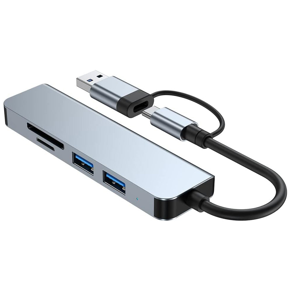 USB / USB-C Hub Techsuit H7 DataBridge, 5in1, Grau